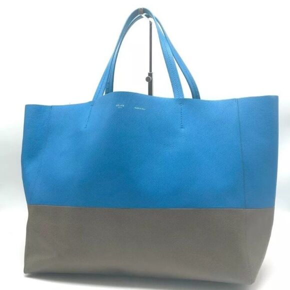 RARE! Celine Horizontal Blue Camel Bicolor Large Cabas Tote +dust bag VGC $1400 - Picture 1 of 16